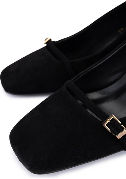 Kadın Hakiki Deri Siyah Süet Klasik Ayakkabı 1135 1301 Bn Ayk SK25-26 Sıyah Suet modelleri