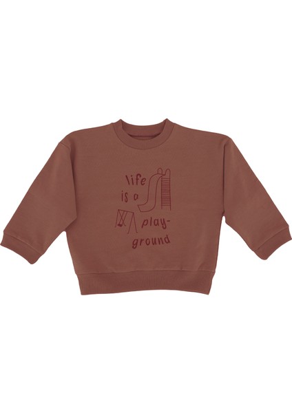 Play Park Çizim ve Baskılı Şardonlu Unisex Uzun Kollu Çocuk Sweatshirt fırsatları
