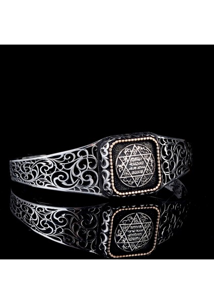925 Ayar Gümüş Hz Süleyman Mührü Model Otantik Motif Erkek Bileklik