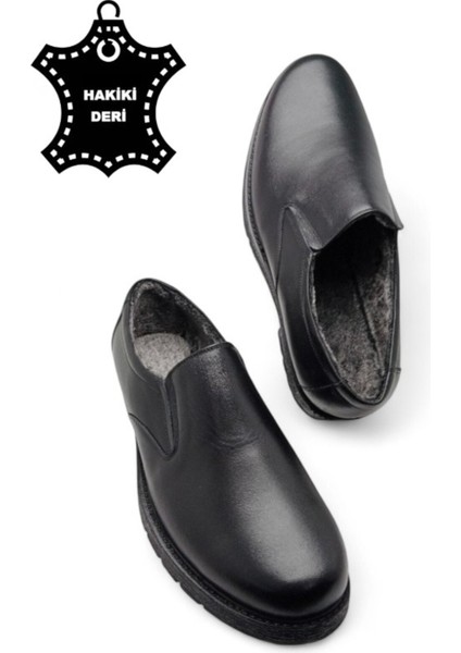 Siyah Içi Tamamen Kürklü Kışlık Hakiki Deri Kalın Tabanlı Erkek Ayakkabı fırsatları