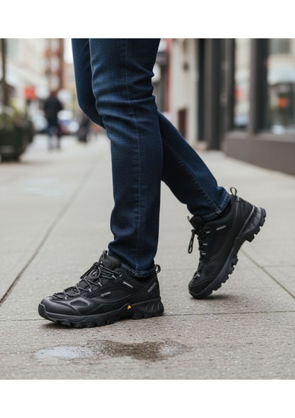 HM150475A Deri ve Tekstil Erkek Siyah Spor Ayakkabı
