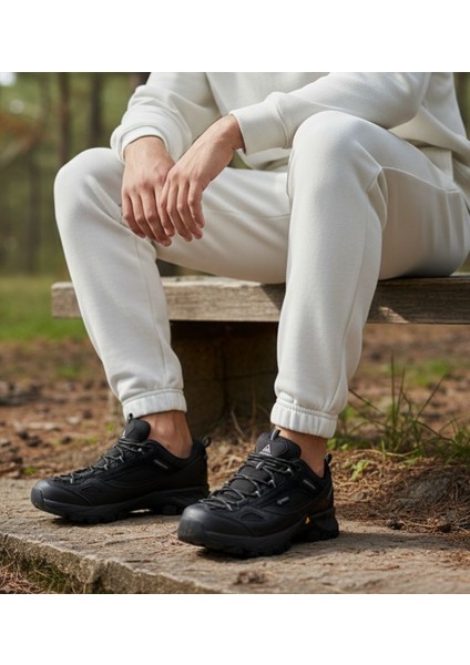 HM150475A Deri ve Tekstil Erkek Siyah Spor Ayakkabı