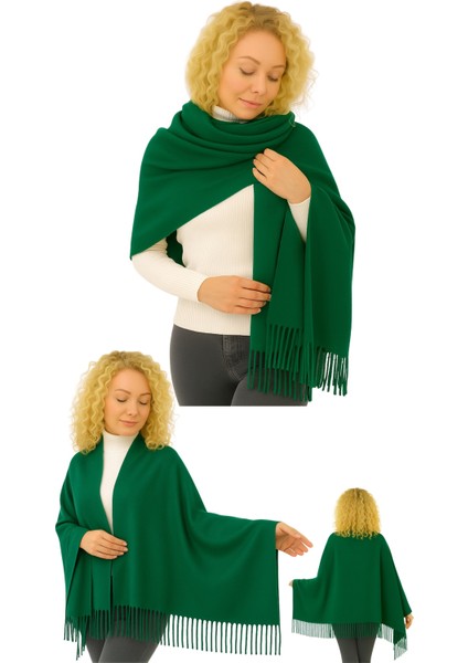 1 Adet Kadın Büyük Bedene Uygun Ekstra Yumuşak Dokulu Püskül Detaylı Kışlık Atkı Omuz Şalı fırsatları