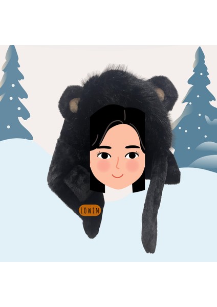 Kulak Detaylı Peluş Ikisi Bir Arada Bere ve Şal | Yumuşacık ve Sıcacık Kış Şapkası fiyatları