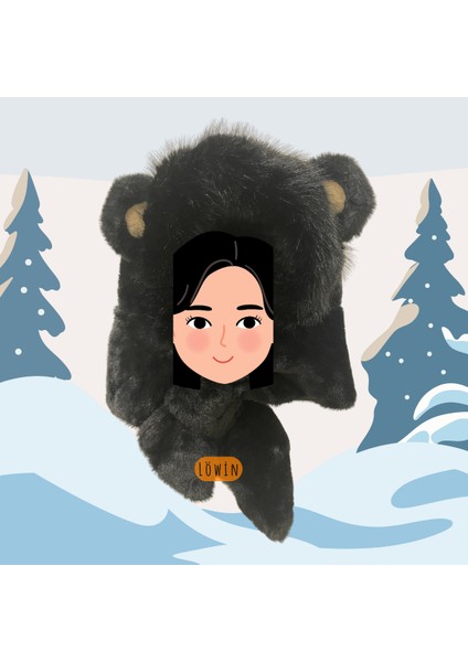 Kulak Detaylı Peluş Ikisi Bir Arada Bere ve Şal | Yumuşacık ve Sıcacık Kış Şapkası modelleri