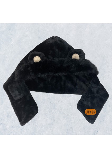 Kulak Detaylı Peluş Ikisi Bir Arada Bere ve Şal | Yumuşacık ve Sıcacık Kış Şapkası indirimleri