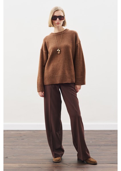 Chunky Oversıze Kazak Sıcak Kahve