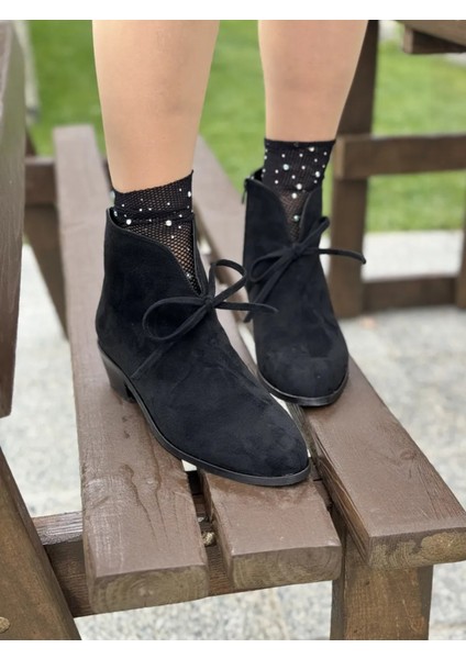 Lironna Süet Bağcık Detaylı Büyük Numara Kadın Bot Konforlu ve Modern