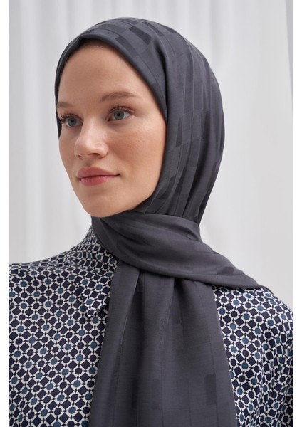 Küpçizgi Jakar Italyan Ipekli Şal Antrasit