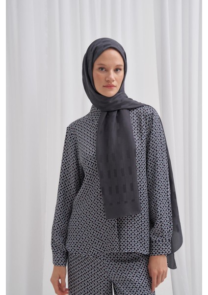 Küpçizgi Jakar Italyan Ipekli Şal Antrasit fiyatları