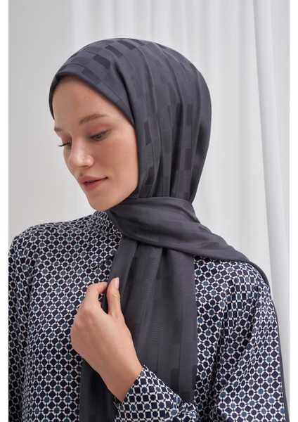 Küpçizgi Jakar Italyan Ipekli Şal Antrasit