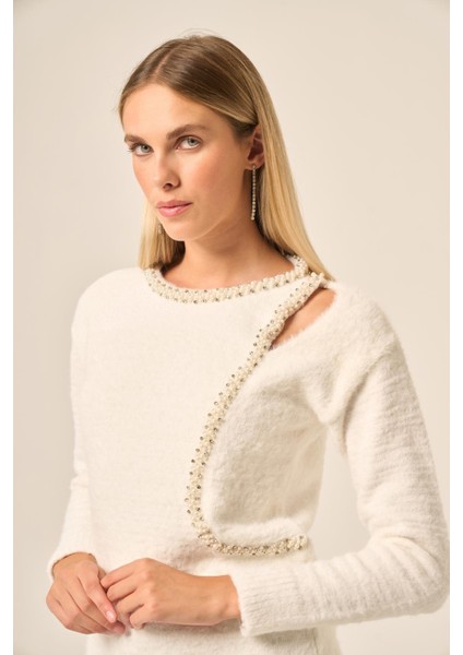 Kadın Inci Detay Kazak Ekru 25061 modelleri