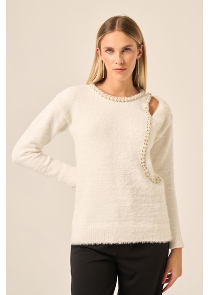 Kadın Inci Detay Kazak Ekru 25061 fırsatları