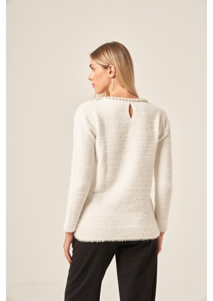 Kadın Inci Detay Kazak Ekru 25061