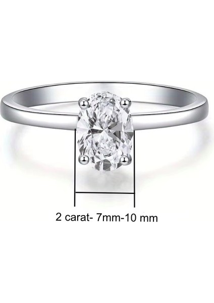 Gümüş Oval 2 Carat Taşlı Yüzük fiyatları