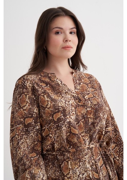 V Yaka Fırfır Detaylı Kuşaklı Elbise indirimleri