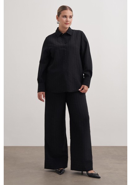 Sırtı Fiyonklu Çizgili Gömlek