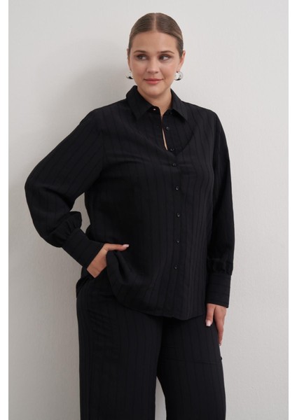 Sırtı Fiyonklu Çizgili Gömlek modelleri