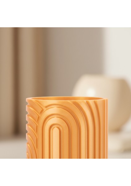 Norla Dekoratif Vazo - Gold / Ahşap Tabanlı fırsatları