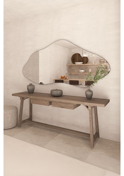 Belgrad Ahşap Çerçeveli Asimetrik Büyük Duvar Aynası – Estetik Tasarım, Dekoratif ve Şık Özel Tasarım Ayna modelleri