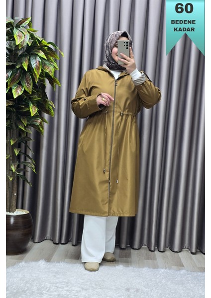 Kadın Tesettür Giyim Büyük Beden Fransız Boy Mevsimlik Trençkot