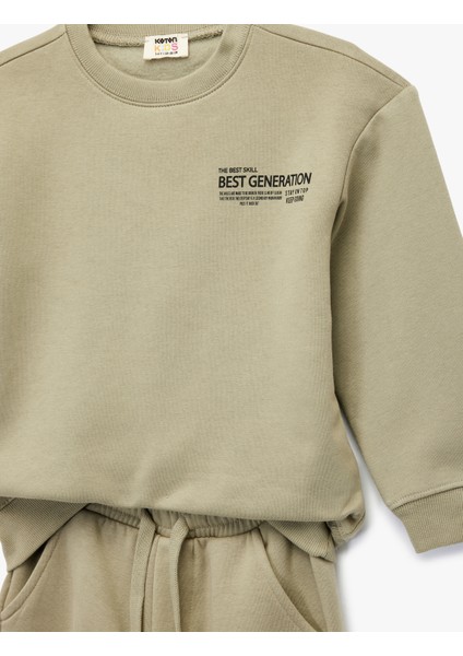 Şardonlu Uzun Kollu Bisiklet Yaka Baskılı Eşofman Seti modelleri