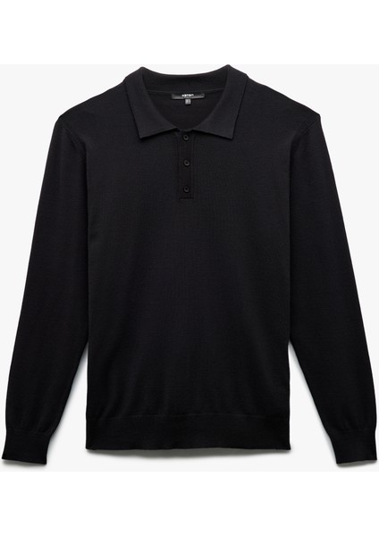 Uzun Kollu Düğmeli Polo Yaka Triko Kazak modelleri