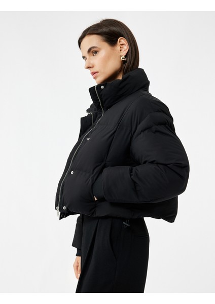 Dik Yaka Uzun Kollu Su Itici Crop Şişme Mont modelleri