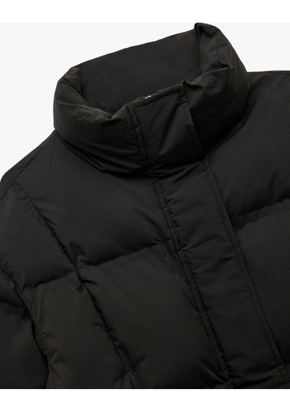 Dik Yaka Uzun Kollu Su Itici Crop Şişme Mont