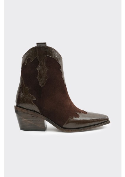 Hakiki Deri Fermuarlı Kadın Bot