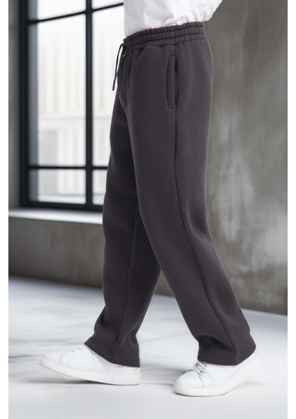 Baggy Kalıp 3 İplik Şardonlu Erkek Eşofman Altı - Füme fırsatları