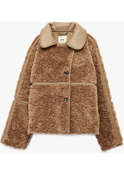 Suni Deri Yaka Detaylı Uzun Kollu Düğmeli Süet Astarlı Peluş Kaban fırsatları
