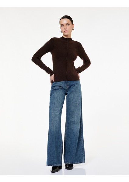 Hafif Dik Yaka Uzun Kollu Triko Kazak fiyatları