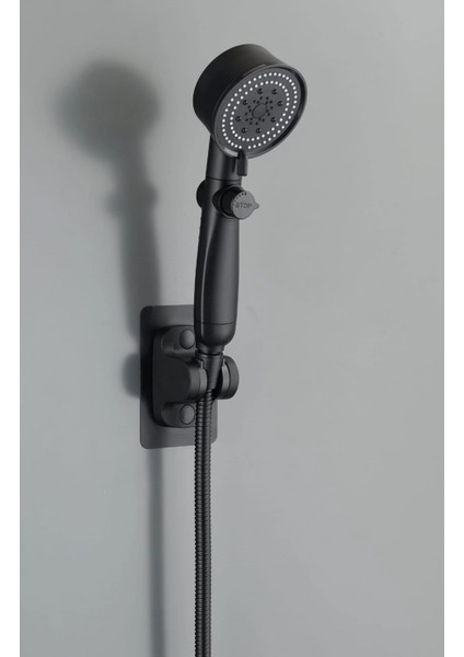 Royal Siyah Pervaneli Kademeli Stoplu Duş Başlık (K95)