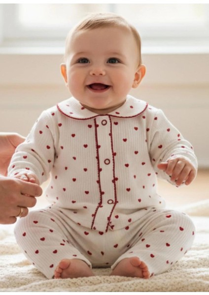 Kalp Baskılı Kız Bebek Pijama Takımı