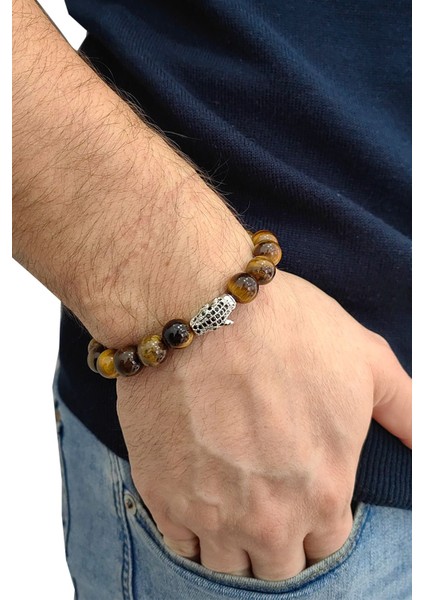 Lastikli Kaplan Göz Taşlı Erkek Bileklik EY45 modelleri