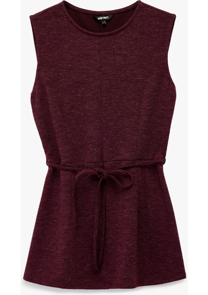 Bisiklet Yaka Kolsuz Kemer Detaylı Bluz