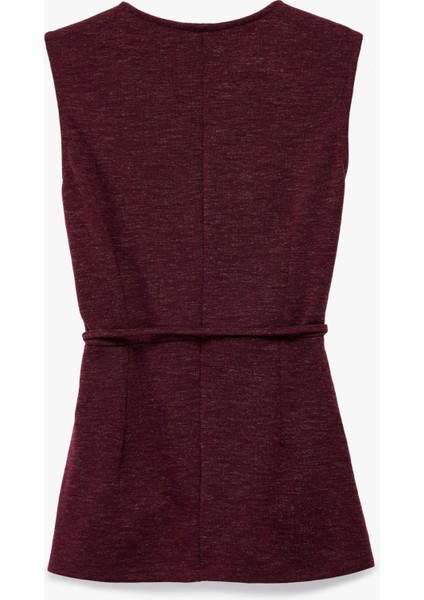 Bisiklet Yaka Kolsuz Kemer Detaylı Bluz fiyatları