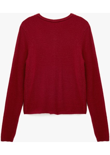 Uzun Kollu Bisiklet Yaka Düğmeli Peluş Triko Hırka fırsatları