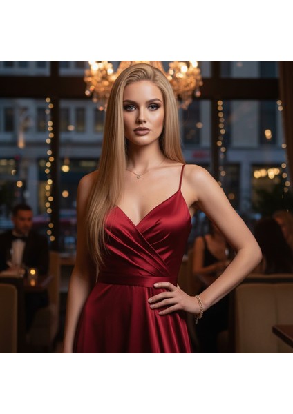 Düz Front Lace Gerçek Tül Peruk / Sıcak Karamel / 60/65CM