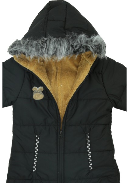 Kız Çocuk Peluş Astarlı - Fermuar Kapatmalı-Kürklü Kapüşonlu Mont 12357 fiyatları