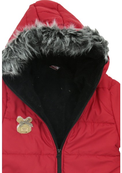 Kız Çocuk Peluş Astarlı - Fermuar Kapatmalı-Kürklü Kapüşonlu Mont 12357 modelleri