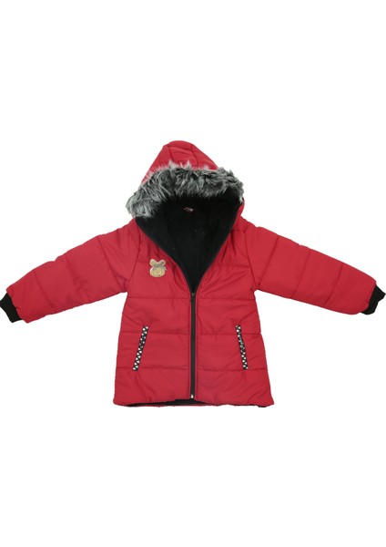 Kız Çocuk Peluş Astarlı - Fermuar Kapatmalı-Kürklü Kapüşonlu Mont 12357 fırsatları