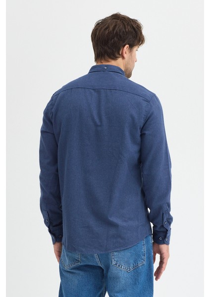 Kaşmir Görünümlü Çift Cepli Regular Fit Uzun Kollu Erkek Gömlek