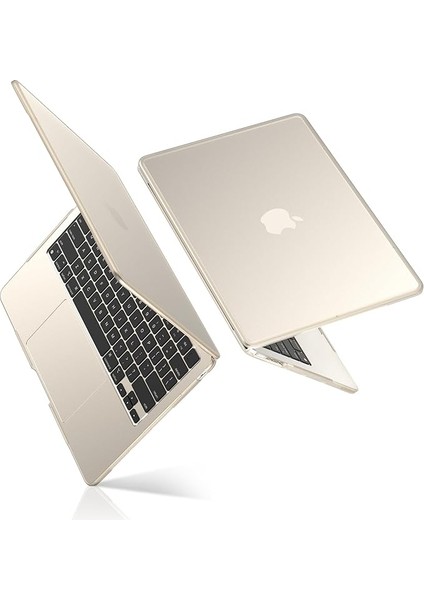 Tpu Kılıf MacBook Air 13 Inç M4 M3 M2 2025 2024 2022 A3240 A3113 A2681, Mac 13.6 ile Uyumlu Sert Kılıf Kırılmaz Çerçeve + Pc Mat Parmak Izi Önleyici - (Sarı Kenar) Mat Yıldız Işık
