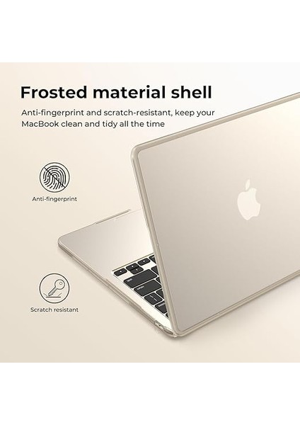 Tpu Kılıf MacBook Air 13 Inç M4 M3 M2 2025 2024 2022 A3240 A3113 A2681, Mac 13.6 ile Uyumlu Sert Kılıf Kırılmaz Çerçeve + Pc Mat Parmak Izi Önleyici - (Sarı Kenar) Mat Yıldız Işık fırsatları