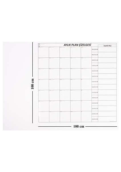 Tanıtım Aylık, Haftalık, Günlük, Saatlik Planlayıcı Kendiliğinden Yapışkansız Tutunan Statik Pano, Elektrostatik Kağıt (100 cm x 100 Cm) modelleri