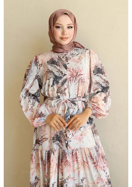 Kadın Bdart Düğmeli ve Kuşak Detaylı Bisiklet Yaka Maxi Elbise Kahverengi fiyatları