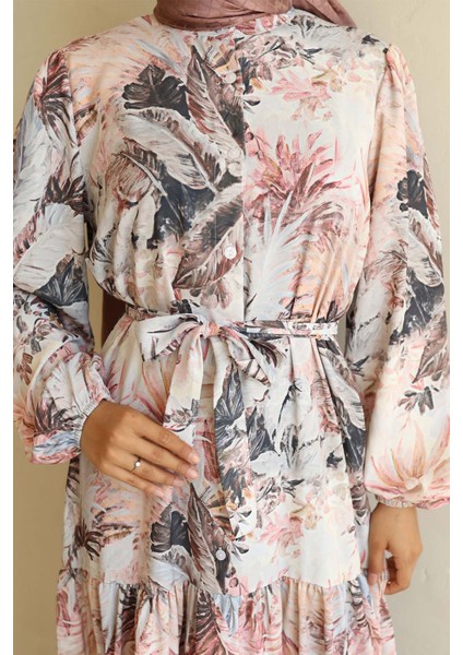 Kadın Bdart Düğmeli ve Kuşak Detaylı Bisiklet Yaka Maxi Elbise Kahverengi modelleri