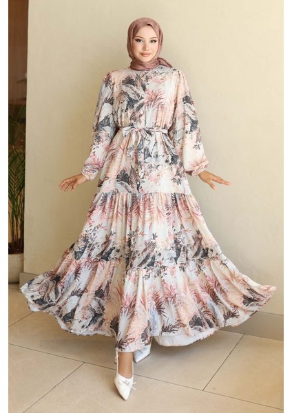 Kadın Bdart Düğmeli ve Kuşak Detaylı Bisiklet Yaka Maxi Elbise Kahverengi fırsatları